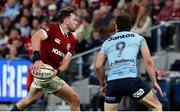5 July 2025; Hugo Keenan of British & Irish Lions in action against Teddy Wilson of NSW Waratahs during the tour match between NSW Waratahs and the British & Irish Lions at the Allianz Stadium in Sydney, Australia. Photo by Steve Christo/Sportsfile
