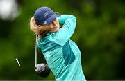 6 July 2025; Emma Fleming of Ireland watches her drive on the 1st tee box during day four of the 2025 KPMG Women’s Irish Open Golf Championship at Carton House Golf Club in Maynooth, Kildare. Photo by Seb Daly/Sportsfile