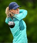 6 July 2025; Emma Fleming of Ireland watches her drive on the 1st tee box during day four of the 2025 KPMG Women’s Irish Open Golf Championship at Carton House Golf Club in Maynooth, Kildare. Photo by Seb Daly/Sportsfile
