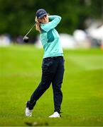 6 July 2025; Emma Fleming of Ireland watches her second shot on the first fairway during day four of the 2025 KPMG Women’s Irish Open Golf Championship at Carton House Golf Club in Maynooth, Kildare. Photo by Seb Daly/Sportsfile