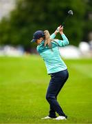 6 July 2025; Emma Fleming of Ireland watches her second shot on the first fairway during day four of the 2025 KPMG Women’s Irish Open Golf Championship at Carton House Golf Club in Maynooth, Kildare. Photo by Seb Daly/Sportsfile