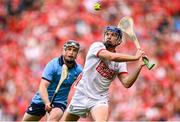 5 July 2025; Cork goalkeeper Patrick Collins in action against Cian O'Sullivan of Dublin during the GAA Hurling All-Ireland Senior Championship semi-final match between Cork and Dublin at Croke Park in Dublin. Photo by Ramsey Cardy/Sportsfile