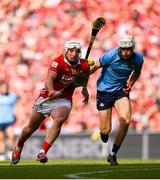 5 July 2025; Patrick Horgan of Cork in action against David Lucey of Dublin during the GAA Hurling All-Ireland Senior Championship semi-final match between Cork and Dublin at Croke Park in Dublin. Photo by Ramsey Cardy/Sportsfile