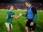 5 July 2025; Ireland captain Craig Casey, left, and Ireland team doctor Stuart O'Flanagan after the International Rugby Test match between Georgia and Ireland at at Mikheil Meskhi Stadium in Tbilisi, Georgia. Photo by Brendan Moran/Sportsfile