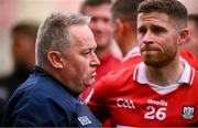 5 July 2025; Cork manager Pat Ryan and Conor Lehane of Cork during the GAA Hurling All-Ireland Senior Championship semi-final match between Cork and Dublin at Croke Park in Dublin. Photo by Ramsey Cardy/Sportsfile