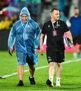 5 July 2025; Georgia head coach Richard Cockerill, left, and attack coach Conor McPhillips before the International Rugby Test match between Georgia and Ireland at at Mikheil Meskhi Stadium in Tbilisi, Georgia. Photo by Brendan Moran/Sportsfile