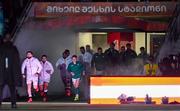 5 July 2025; Ireland captain Craig Casey leads his side onto the pitch before the International Rugby Test match between Georgia and Ireland at at Mikheil Meskhi Stadium in Tbilisi, Georgia. Photo by Brendan Moran/Sportsfile
