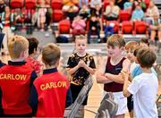 6 July 2025; Donnacha Galvin from Castledaly, Westmeath, is applauded by competitors after winning the Boys U9 Gymnastics during day two of the Cairn Community Games National Swimming, Quiz, Chess, Draughts and Gymnastics Finals 2025 at The Watershed in Kilkenny. Photo by Sam Barnes/Sportsfile