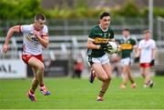 6 July 2025; Danny Murphy of Kerry gets away from James Mulgrew of Tyrone during the Electric Ireland GAA Football All-Ireland Minor Championship final match between Kerry and Tyrone at Cedral St Conleth's Park in Newbridge, Kildare. Photo by Piaras Ó Mídheach/Sportsfile