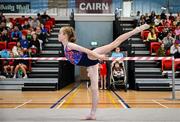 6 July 2025; Sarah Kenny from Knockmore, Mayo, competes in the Girls U13 Gymnastics during day two of the Cairn Community Games National Swimming, Quiz, Chess, Draughts and Gymnastics Finals 2025 at The Watershed in Kilkenny. Photo by Sam Barnes/Sportsfile