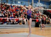 6 July 2025; Sarah Kenny from Knockmore, Mayo, competes in the Girls U13 Gymnastics during day two of the Cairn Community Games National Swimming, Quiz, Chess, Draughts and Gymnastics Finals 2025 at The Watershed in Kilkenny. Photo by Sam Barnes/Sportsfile