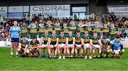 6 July 2025; The Kerry squad before the Electric Ireland GAA Football All-Ireland Minor Championship final match between Kerry and Tyrone at Cedral St Conleth's Park in Newbridge, Kildare. Photo by Piaras Ó Mídheach/Sportsfile