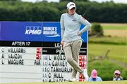 6 July 2025; Leona Maguire of Ireland reacts on the 18th green during day four of the 2025 KPMG Women’s Irish Open Golf Championship at Carton House Golf Club in Maynooth, Kildare. Photo by Seb Daly/Sportsfile
