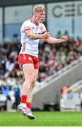 6 July 2025; Peter Colton of Tyrone celebrates after scoring his side's first goal, a penalty, during the Electric Ireland GAA Football All-Ireland Minor Championship final match between Kerry and Tyrone at Cedral St Conleth's Park in Newbridge, Kildare. Photo by Piaras Ó Mídheach/Sportsfile