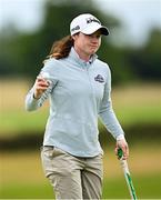 6 July 2025; Leona Maguire of Ireland acknowledges the galleries after putting on the 18th green during day four of the 2025 KPMG Women’s Irish Open Golf Championship at Carton House Golf Club in Maynooth, Kildare. Photo by Seb Daly/Sportsfile