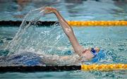 6 July 2025; Kristian Sun Jakobsen from Douglas, Cork, competes in the Boys U12 50m Backstroke Prelims during day two of the Cairn Community Games National Swimming, Quiz, Chess, Draughts and Gymnastics Finals 2025 at The Watershed in Kilkenny. Photo by Sam Barnes/Sportsfile