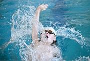 6 July 2025; Patrick McHale from Delvin-Clonmellon, Westmeath, competes in the Boys U12 50m Backstroke Prelims during day two of the Cairn Community Games National Swimming, Quiz, Chess, Draughts and Gymnastics Finals 2025 at The Watershed in Kilkenny. Photo by Sam Barnes/Sportsfile