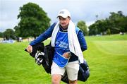 6 July 2025; Former Irish golfer, Paul Dunne and caddie to England's Georgia Hall during day four of the 2025 KPMG Women’s Irish Open Golf Championship at Carton House Golf Club in Maynooth, Kildare. Photo by Seb Daly/Sportsfile