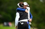 6 July 2025; Georgia Hall of England and Former Irsih golfer and caddie Paul Dunne during day four of the 2025 KPMG Women’s Irish Open Golf Championship at Carton House Golf Club in Maynooth, Kildare. Photo by Seb Daly/Sportsfile