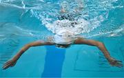 6 July 2025; Evin Casey from Clontibret, Monaghan, on his way to winning the Boys U12 50m Breaststroke Final during day two of the Cairn Community Games National Swimming, Quiz, Chess, Draughts and Gymnastics Finals 2025 at The Watershed in Kilkenny. Photo by Sam Barnes/Sportsfile