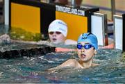 6 July 2025; Kristian Sun Jakobsen from Douglas, Cork, after winning the Boys U12 50m Backstroke Final during day two of the Cairn Community Games National Swimming, Quiz, Chess, Draughts and Gymnastics Finals 2025 at The Watershed in Kilkenny. Photo by Sam Barnes/Sportsfile