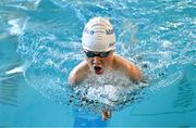 6 July 2025; Evin Casey from Clontibret, Monaghan, on his way to winning the Boys U12 50m Breaststroke Final during day two of the Cairn Community Games National Swimming, Quiz, Chess, Draughts and Gymnastics Finals 2025 at The Watershed in Kilkenny. Photo by Sam Barnes/Sportsfile
