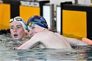 6 July 2025; Luke Henry from St-Marys, Sligo, after winning the Boys U12 50m Freestyle Final during day two of the Cairn Community Games National Swimming, Quiz, Chess, Draughts and Gymnastics Finals 2025 at The Watershed in Kilkenny. Photo by Sam Barnes/Sportsfile