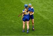 6 July 2025; Ellen Cunneen, left, and Niamh Cunneen of Tipperary celebrate after the Glen Dimplex Senior All-Ireland Camogie Championship quarter-final match between Kilkenny and Tipperary at Croke Park in Dublin. Photo by Daire Brennan/Sportsfile