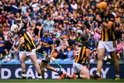 6 July 2025; John McGrath of Tipperary celebrates after scoring his side's first goal during the GAA Hurling All-Ireland Senior Championship semi-final match between Kilkenny and Tipperary at Croke Park in Dublin. Photo by Ramsey Cardy/Sportsfile