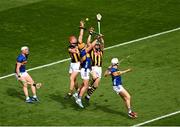 6 July 2025; Ronan Maher of Tipperary in action against John Donnelly, left, and TJ Reid of Kilkenny during the GAA Hurling All-Ireland Senior Championship semi-final match between Kilkenny and Tipperary at Croke Park in Dublin. Photo by Daire Brennan/Sportsfile