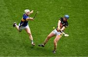 6 July 2025; John Donnelly of Kilkenny in action against Bryan O'Mara of Tipperary during the GAA Hurling All-Ireland Senior Championship semi-final match between Kilkenny and Tipperary at Croke Park in Dublin. Photo by Daire Brennan/Sportsfile