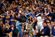 6 July 2025; Tipperary supporters celebrate during the GAA Hurling All-Ireland Senior Championship semi-final match between Kilkenny and Tipperary at Croke Park in Dublin. Photo by David Fitzgerald/Sportsfile