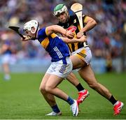 6 July 2025; Darragh McCarthy of Tipperary in action against Paddy Deegan of Kilkenny during the GAA Hurling All-Ireland Senior Championship semi-final match between Kilkenny and Tipperary at Croke Park in Dublin. Photo by David Fitzgerald/Sportsfile