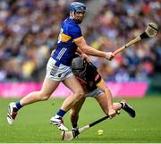 6 July 2025; Jason Forde of Tipperary in action against Mikey Butler of Kilkenny during the GAA Hurling All-Ireland Senior Championship semi-final match between Kilkenny and Tipperary at Croke Park in Dublin. Photo by David Fitzgerald/Sportsfile