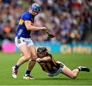 6 July 2025; Jason Forde of Tipperary in action against Mikey Butler of Kilkenny during the GAA Hurling All-Ireland Senior Championship semi-final match between Kilkenny and Tipperary at Croke Park in Dublin. Photo by David Fitzgerald/Sportsfile