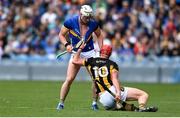 6 July 2025; Eoghan Connolly  of Tipperary and Adrian Mullen of Kilkenny tussle during the GAA Hurling All-Ireland Senior Championship semi-final match between Kilkenny and Tipperary at Croke Park in Dublin. Photo by David Fitzgerald/Sportsfile