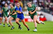 6 July 2025; Vikki Wall of Meath in action against Clara English of Tipperary during the TG4 All-Ireland Ladies Football Senior Championship quarter-final match between Meath and Tipperary at Páirc Tailteann in Navan, Meath. Photo by Stephen Marken/Sportsfile