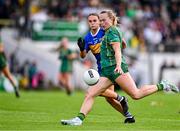 6 July 2025; Vikki Wall of Meath shoots to score her side's first goal despite the efforts of Clara English of Tipperary during the TG4 All-Ireland Ladies Football Senior Championship quarter-final match between Meath and Tipperary at Páirc Tailteann in Navan, Meath. Photo by Stephen Marken/Sportsfile