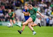 6 July 2025; Vikki Wall of Meath shoots to score her side's first goal despite the efforts of Clara English of Tipperary during the TG4 All-Ireland Ladies Football Senior Championship quarter-final match between Meath and Tipperary at Páirc Tailteann in Navan, Meath. Photo by Stephen Marken/Sportsfile
