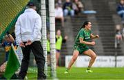 6 July 2025; Niamh Gallogly of Meath celebrates after scoring her side's second goal during the TG4 All-Ireland Ladies Football Senior Championship quarter-final match between Meath and Tipperary at Páirc Tailteann in Navan, Meath. Photo by Stephen Marken/Sportsfile