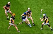 6 July 2025; Alan Tynan of Tipperary in action against Kilkenny players, left to right, Mikey Carey, Billy Ryan, Jordan Molloy, and TJ Reid during the GAA Hurling All-Ireland Senior Championship semi-final match between Kilkenny and Tipperary at Croke Park in Dublin. Photo by Daire Brennan/Sportsfile