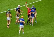6 July 2025; Darragh McCarthy of Tipperary receives a red card from referee James Owens during the GAA Hurling All-Ireland Senior Championship semi-final match between Kilkenny and Tipperary at Croke Park in Dublin. Photo by Daire Brennan/Sportsfile