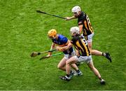6 July 2025; Andrew Ormond of Tipperary in action against Jordan Molloy, left, and Mikey Carey of Kilkenny during the GAA Hurling All-Ireland Senior Championship semi-final match between Kilkenny and Tipperary at Croke Park in Dublin. Photo by Daire Brennan/Sportsfile