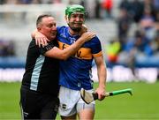6 July 2025; Noel McGrath of Tipperary is congratulated by Shamie Butler, the Tipperary kitman, after the GAA Hurling All-Ireland Senior Championship semi-final match between Kilkenny and Tipperary at Croke Park in Dublin. Photo by Ray McManus/Sportsfile