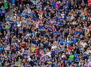 6 July 2025; Tipperary supporters in the Cusack Stand celebrate their side's fourth goal during the GAA Hurling All-Ireland Senior Championship semi-final match between Kilkenny and Tipperary at Croke Park in Dublin. Photo by Daire Brennan/Sportsfile