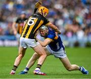 6 July 2025; Oisin O'Donoghue of Tipperary in action against Richie Reid of Kilkenny during the GAA Hurling All-Ireland Senior Championship semi-final match between Kilkenny and Tipperary at Croke Park in Dublin. Photo by David Fitzgerald/Sportsfile