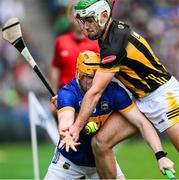 6 July 2025; Jake Morris of Tipperary is tackled by Paddy Deegan of Kilkenny during the GAA Hurling All-Ireland Senior Championship semi-final match between Kilkenny and Tipperary at Croke Park in Dublin. Photo by Ray McManus/Sportsfile