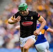6 July 2025; Kilkenny goalkeeper Eoin Murphy reacts after getting a clip which resulted in Darragh McCarthy of Tipperary getting a second yellow during the GAA Hurling All-Ireland Senior Championship semi-final match between Kilkenny and Tipperary at Croke Park in Dublin. Photo by Ray McManus/Sportsfile