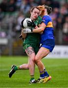 6 July 2025; Katie Bermingham of Meath in action against Maria Curley of Tipperary during the TG4 All-Ireland Ladies Football Senior Championship quarter-final match between Meath and Tipperary at Páirc Tailteann in Navan, Meath. Photo by Stephen Marken/Sportsfile
