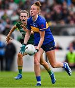 6 July 2025; Aishling Moloney of Tipperary in action against Mary Kate Lynch of Meath  during the TG4 All-Ireland Ladies Football Senior Championship quarter-final match between Meath and Tipperary at Páirc Tailteann in Navan, Meath. Photo by Stephen Marken/Sportsfile
